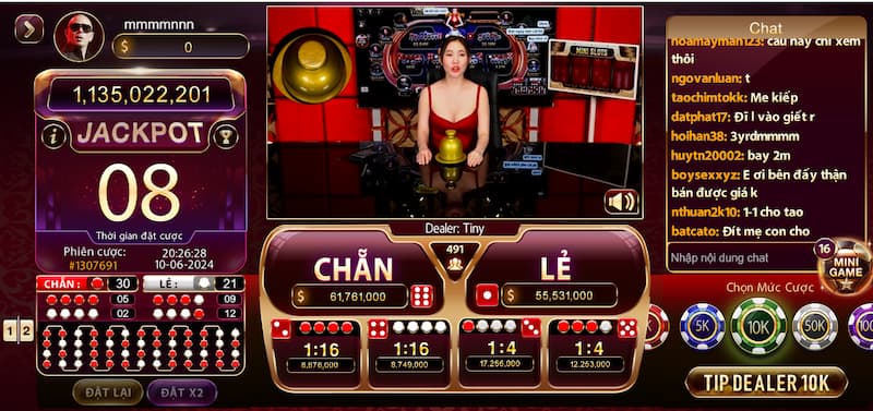 giao diện xóc đĩa livestream tại k8bet